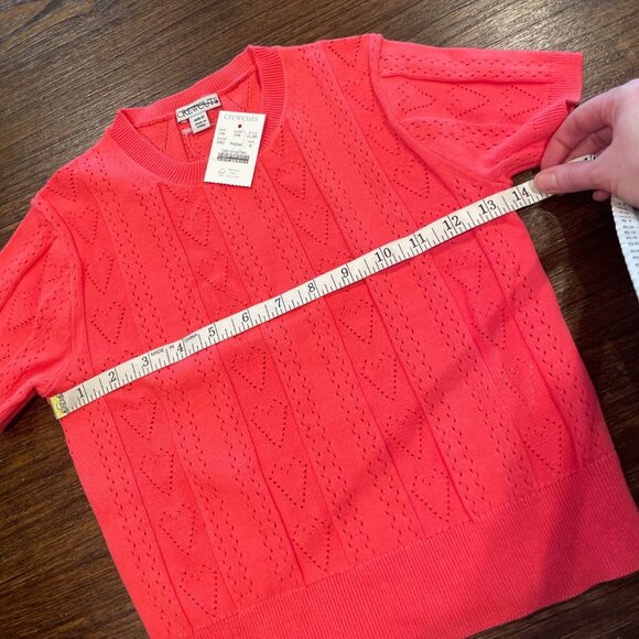 NWT Crewcuts J.Crew Girls' Sz M (8-9) Heart Pointelle Sweater-Tee Pink Coral - Picture 4 of 7